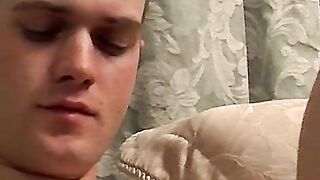 Smoking twink spreads wide for his frat buddys cock