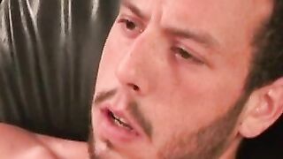 Mature jock sprays jizz all over the place after jerk off