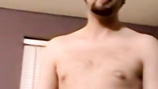 Cute bearded jock masturbates hardcore after kinky interview