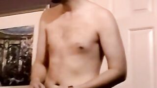 Cute bearded jock masturbates hardcore after kinky interview