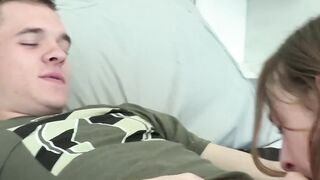 Smooth twink Jamie Glossy silk groans during without any protection beating