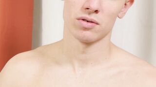 Hairy Horny twink Vincent Castle jerking off big dick solo