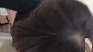 Kinky Asian brunettes pissing all over their hairy pussies