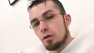 Hot teen jerks off his big hard cock and moans from pleasure