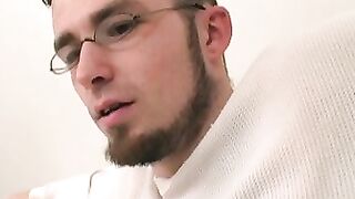 Hot teen jerks off his big hard cock and moans from pleasure