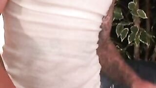 Seductive tattooed hunk jerks off while moaning in hot solo