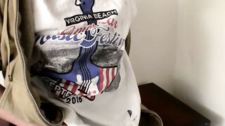 Bearded young man shoots jizz after jerking off solo