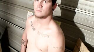 Straight stud shows off body while stroking cock solo