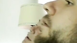 Mature homo vapes before sucking freshly stroked cock