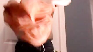 Chubby amateur makes himself hard and masturbates vigorously