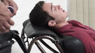 Bearded hunk bangs petite teen from behind until he cums