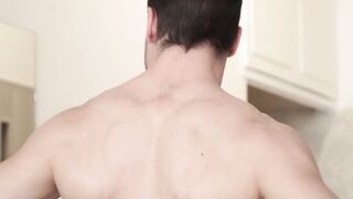 Hairy athletic stud Sam Cuthan masturbates big dick solo