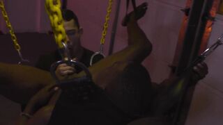 Horny jock Adrian Hart jerks off his BBC while anal drilled