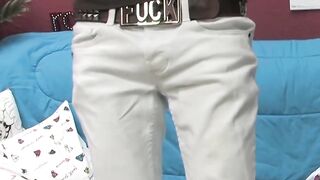 Barely legal twink Rany jerks off big cock solo for cumshot
