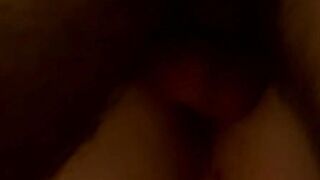 Twink jerks himself off and cums while riding big bare dick