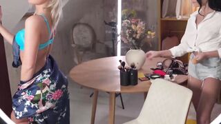 Blonde teen Lovita Fate moans while intensely scissoring with Lilly Bella