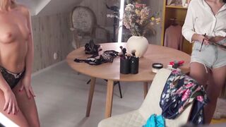 Blonde teen Lovita Fate moans while intensely scissoring with Lilly Bella