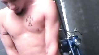 Big dick horny straight guy jerking off and pounding sex doll