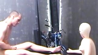 Big dick horny straight guy jerking off and pounding sex doll