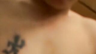 Shy tattooed guy worked his hard dick like a real porn star