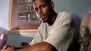 Handsome ebony deviant Joey masturbates before cumming