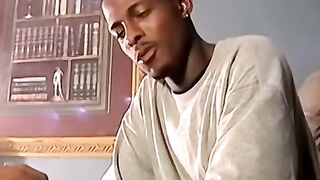 Handsome ebony deviant Joey masturbates before cumming