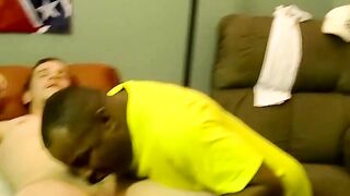 White gay Ricky has his hard dick sucked by two old homos