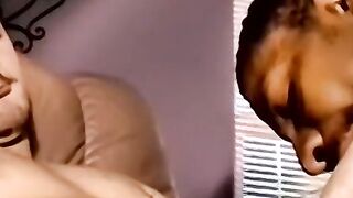 Amateur interracial bareback fucking ends with a facial