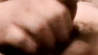 Inked amateur with chubby body jerks himself off and cums