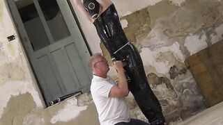 Sebastian Kane jacks off his young subs hard cock