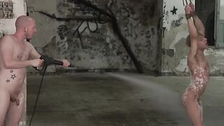Young dude gets tied up and punished by his masters with wax