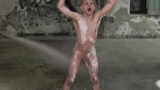 Young dude gets tied up and punished by his masters with wax