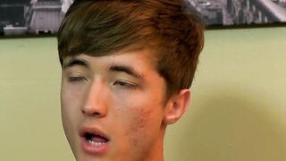 Adorable twink lets his friend fuck his little ass bareback