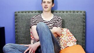 Charming twink Holden Cross appreciates ass play with a major dildo