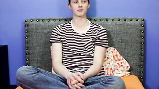 Charming twink Holden Cross appreciates ass play with a major dildo