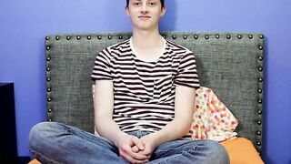 Charming twink Holden Cross appreciates ass play with a major dildo