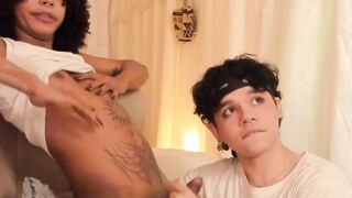 Hot Bf Loves Sucking Ebony Shemale's Cock