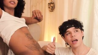 Hot Bf Loves Sucking Ebony Shemale's Cock