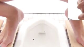 Japanese ladies taped peeing in open bathhouse