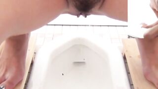 Japanese ladies taped peeing in open bathhouse