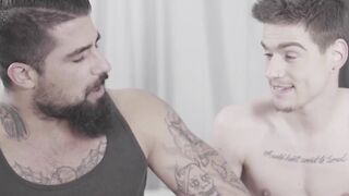 DaddiesPorno.com - Ryan Bones & Lev Ivankov - Cute twink son sucks off stepdads hango
