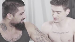 DaddiesPorno.com - Ryan Bones & Lev Ivankov - Cute twink son sucks off stepdads hango