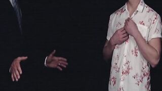 Twink Jack Waters shoots load while getting fucked with a curved dildo with hunky Ace