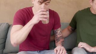 Lucky Jackson Traynor deep throats the muscled mans massive meat