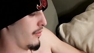 Handsome Axel loves pleasing his massive meat and rubbing it over his foot