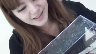 Pretty Japanese brunettes pissing while hidden camera films