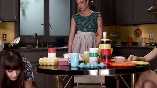 Lesbian housewives threesome anal sex