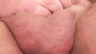 Throbbing cock senior sprays warm cum after hot masturbation