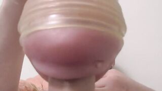 Straight dude toying his dick with a fleshlight