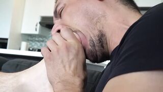 Handsome Latino gives his friend a foot massage and worship